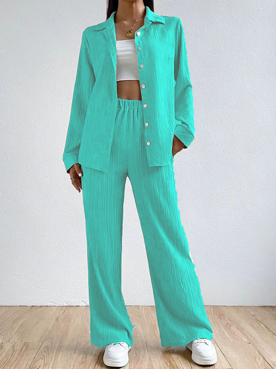 Drawstring Trousers Two-Piece Casual Suit
