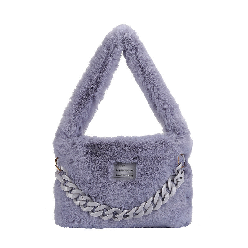 Ladies Plush Fashion Acrylic Chain Bag