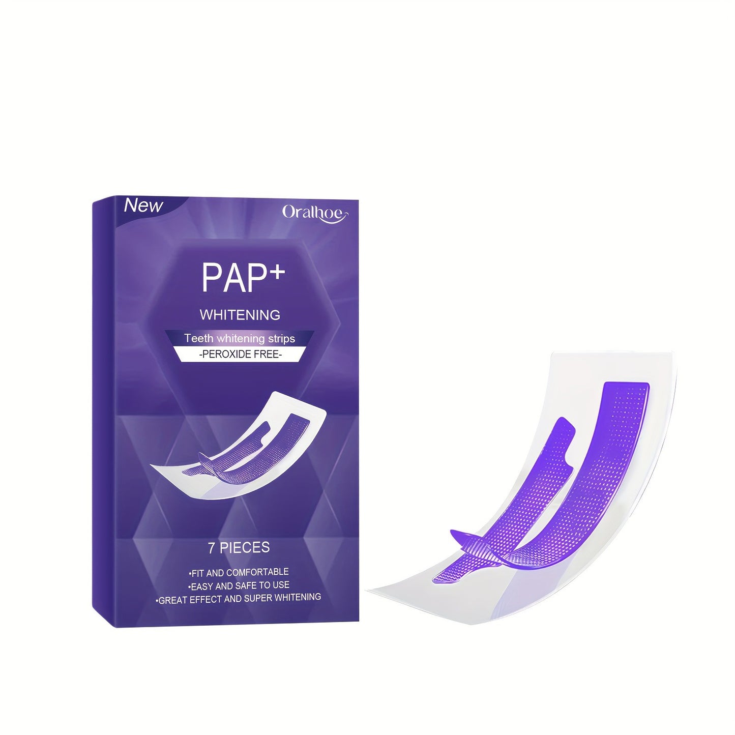 Bandes blanchissantes pour les dents Bandes pour les dents violettes Application sèche