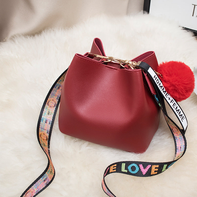 Ladies Classic Print PU Bucket Bag 16x12x16cm