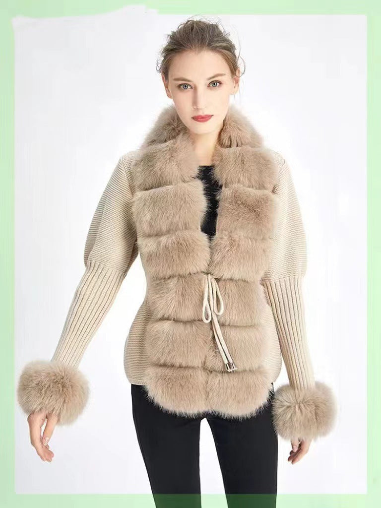 Gilet en Tricot Femme avec Manches Amovibles Couleur Unie Patte de Boutonnage