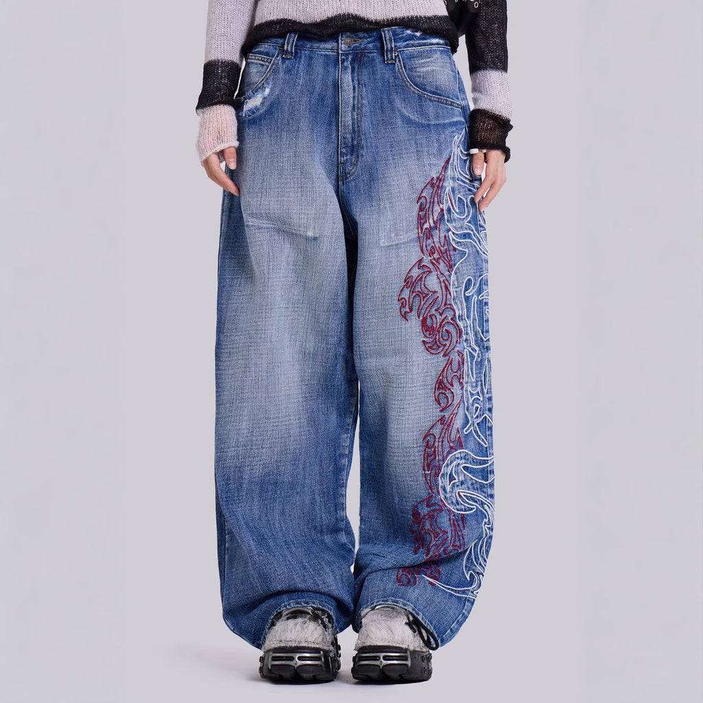Wide Leg Loose Fit Jeans Trousers