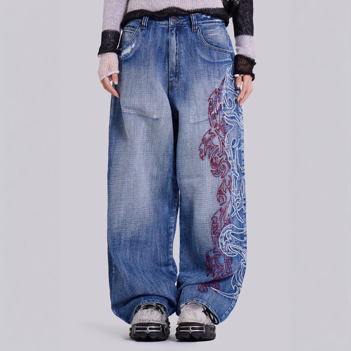 Wide Leg Loose Fit Jeans Trousers