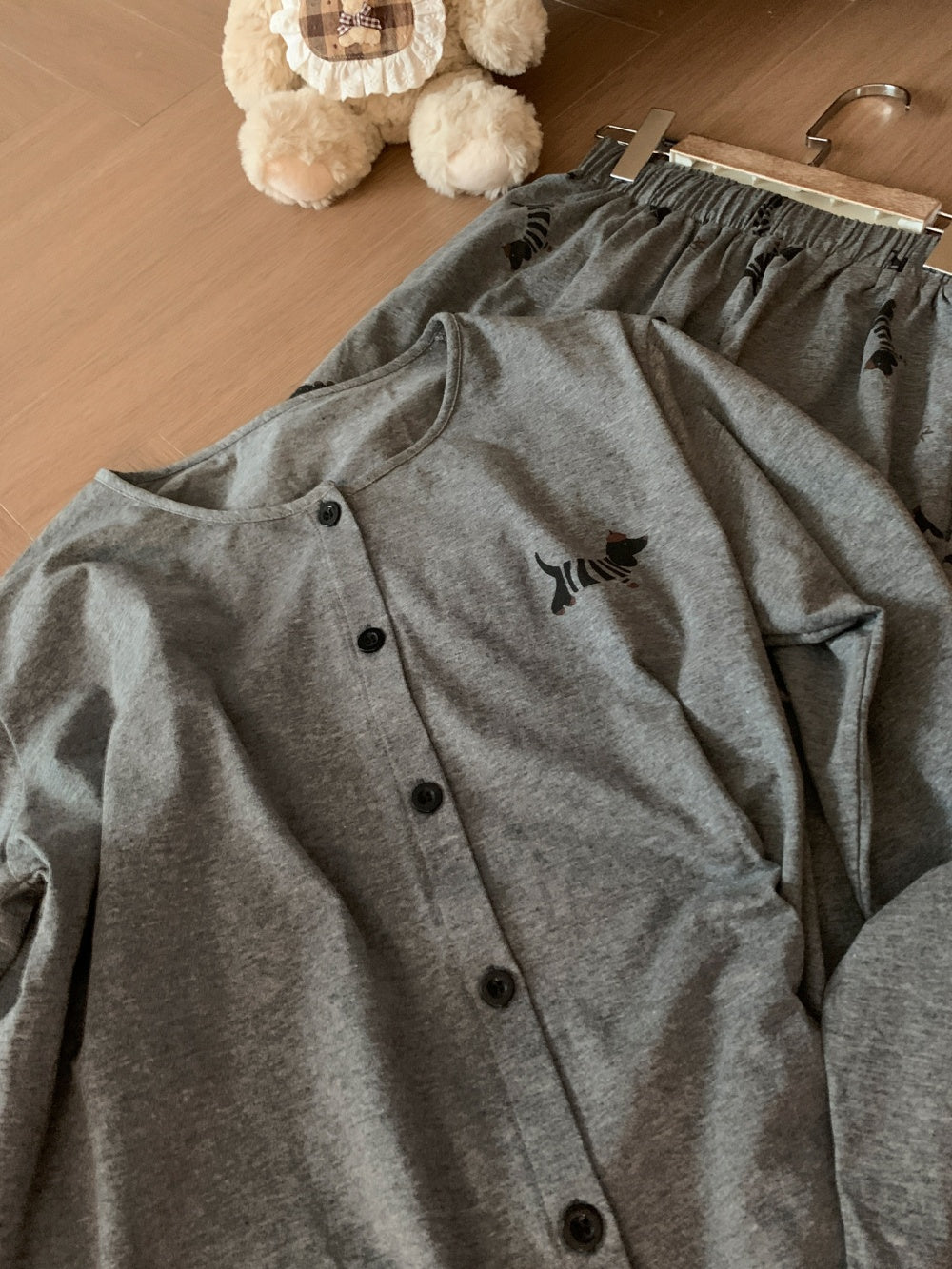 Ensemble pyjama en coton imprimé pour femme, pantalon et manches longues