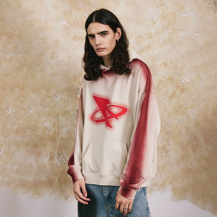 Hooded Sweater Hand-painted Crack Printing