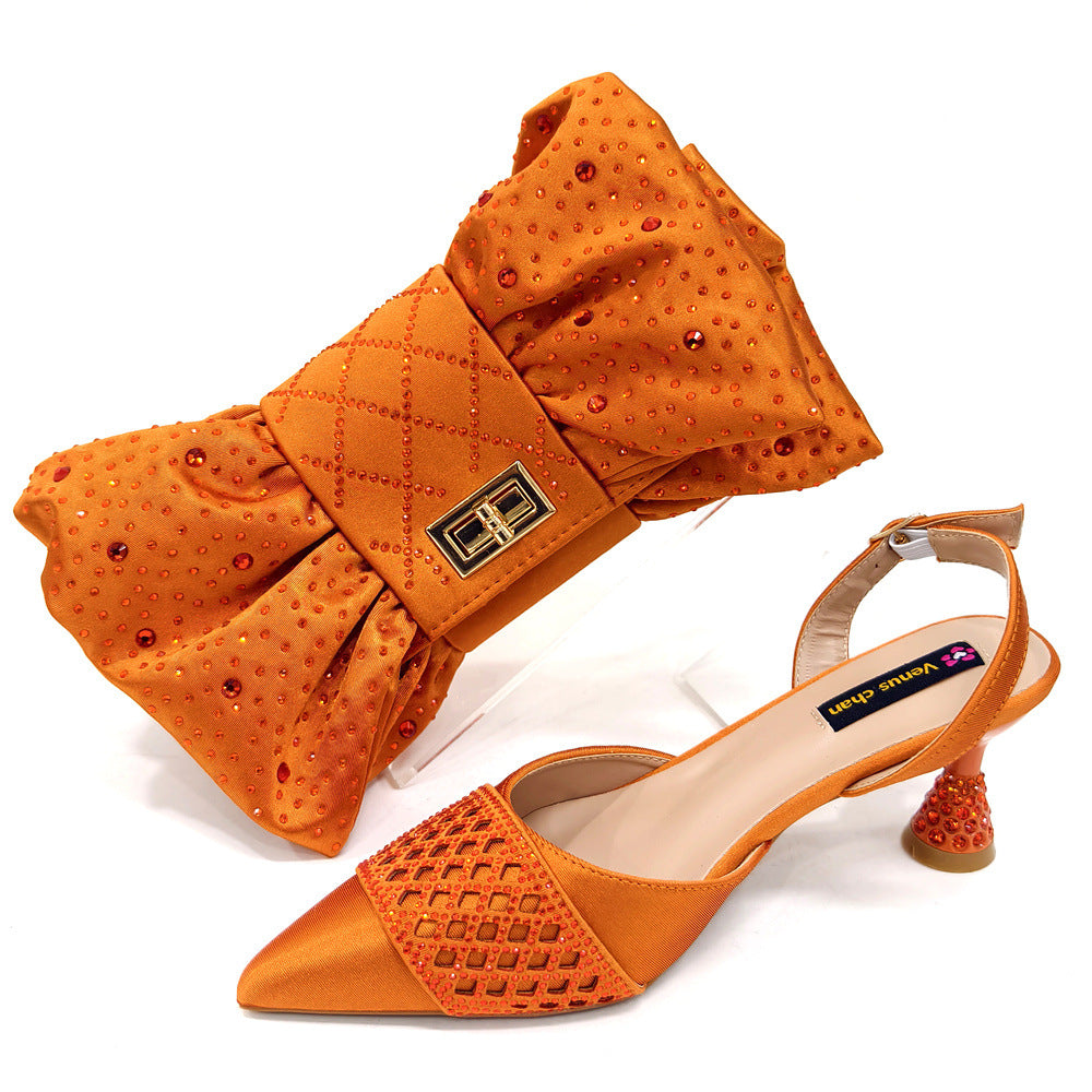 Women's Minimalist Pointed-Toe Shoe and Bag Set