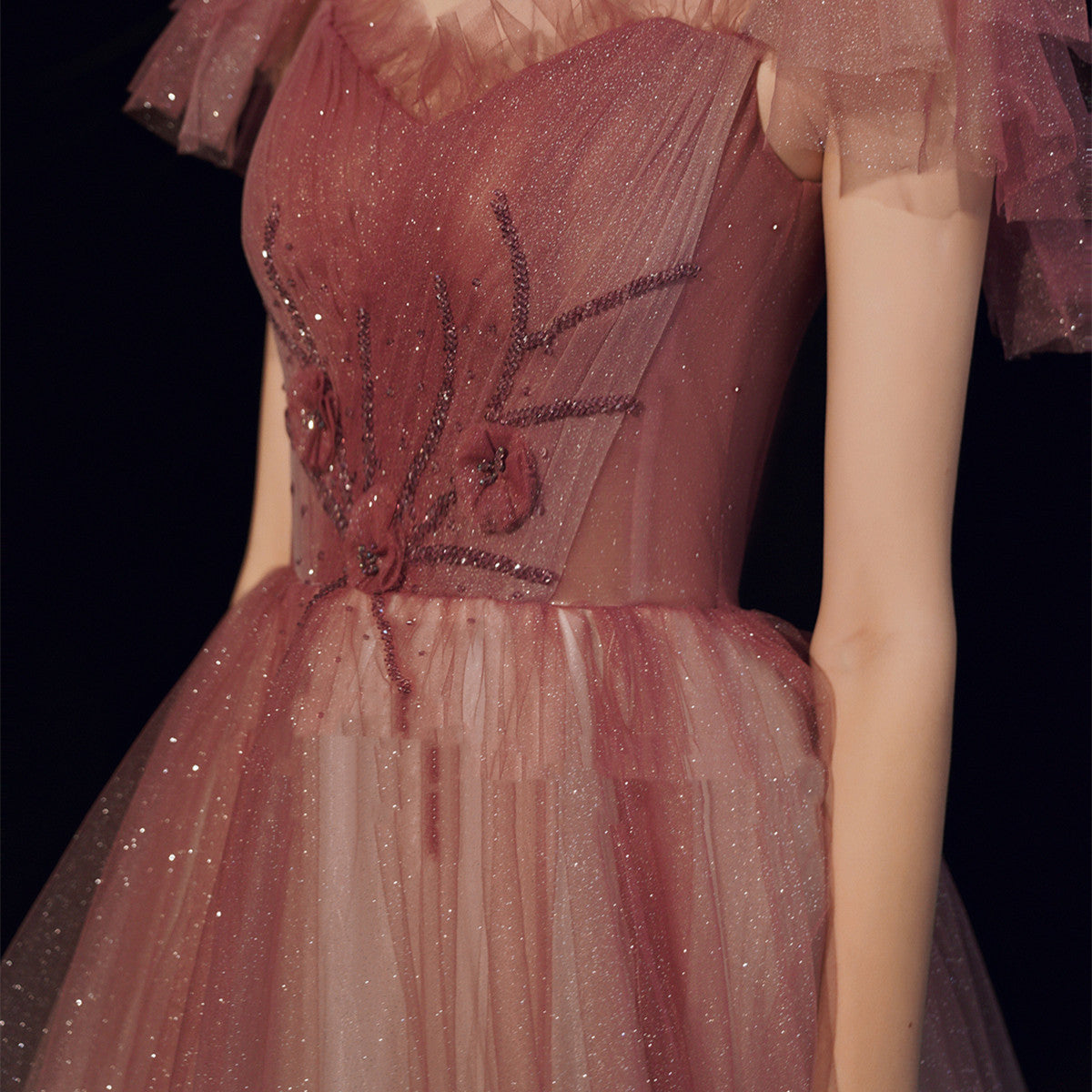 Robe de mariée coréenne dégradée rouge avec bandage pour femmes, tailles XS-L