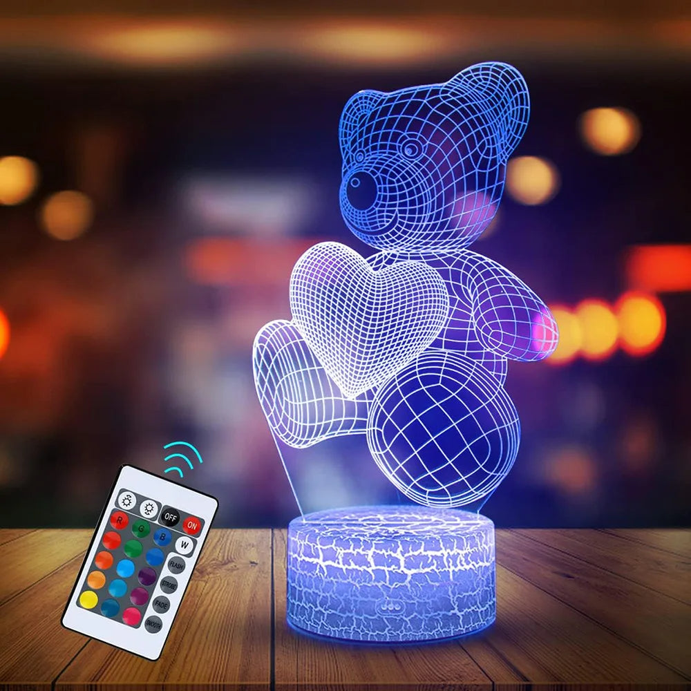 مصباح ليلي LED USB ثلاثي الأبعاد من الأكريليك لديكور المنزل وغرفة النوم