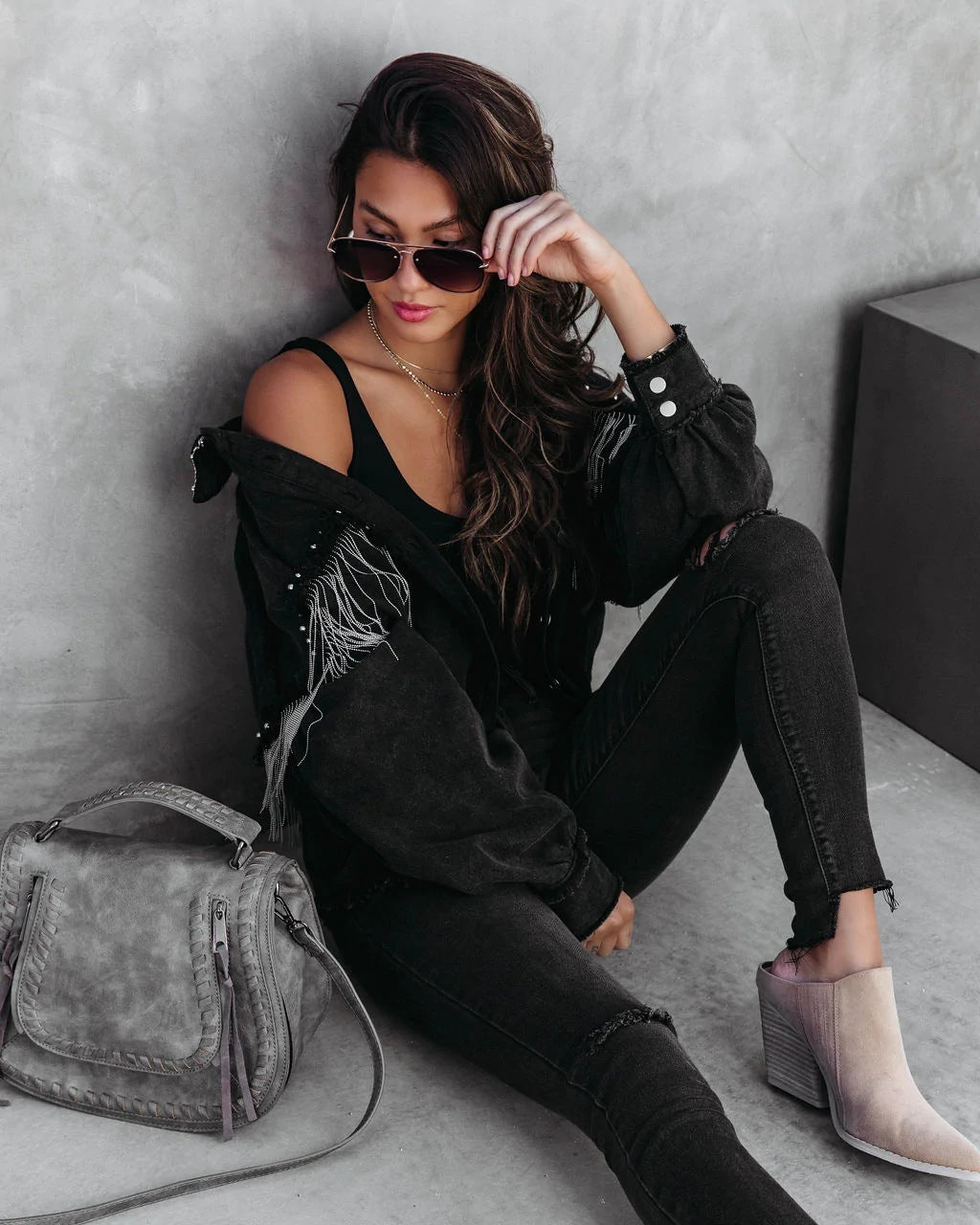 Heavy Industry Chain Rivet Single-Breasted Street Fashion Coat