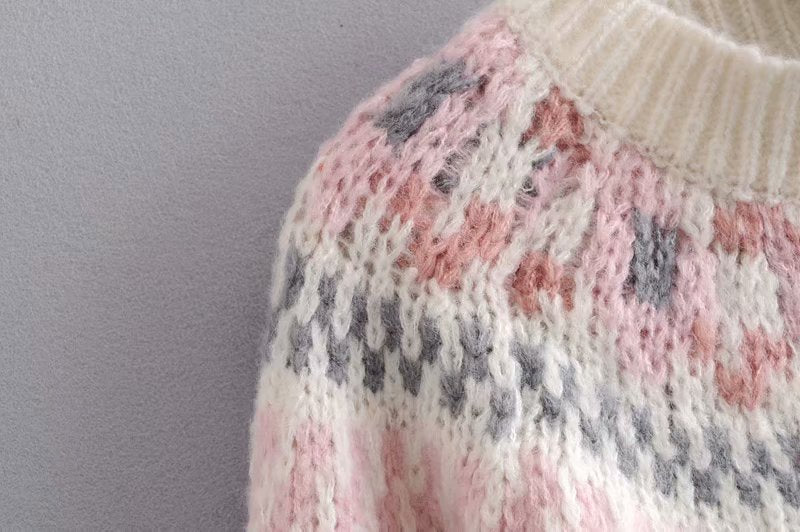 Autumn And Winter Women's Flower Love Sweater Cardigan