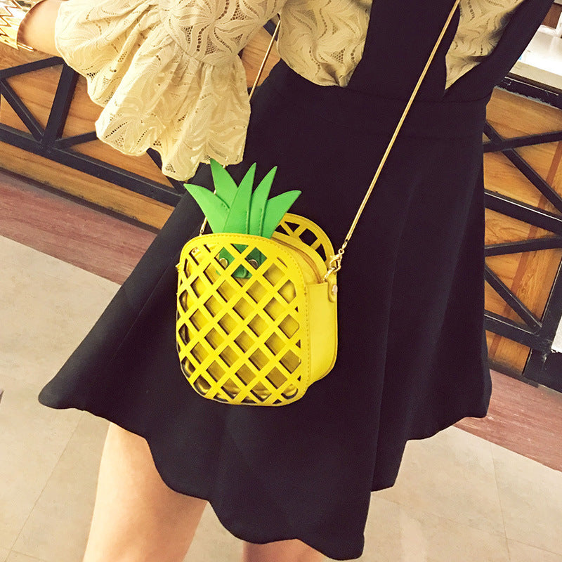 Pineapple PU One Shoulder Messenger Bag 14x16x7 cm