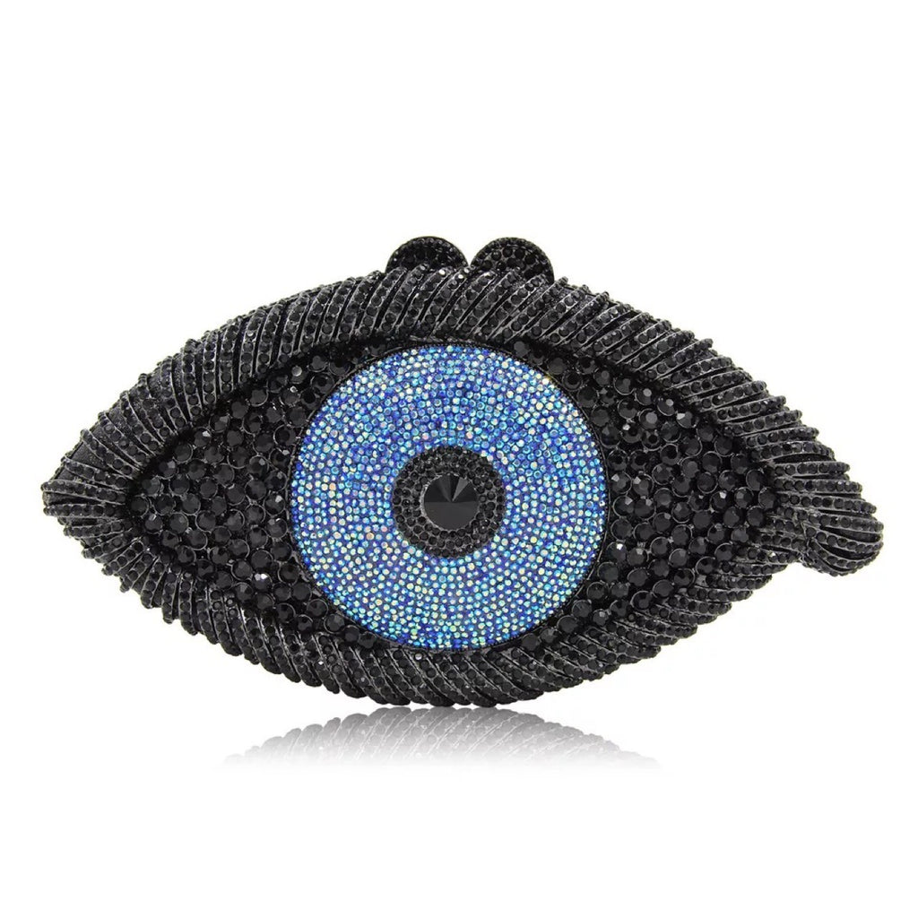 Women's Eye Diamond Evening Bag 23x12x5.5cm Metal Chain Handle