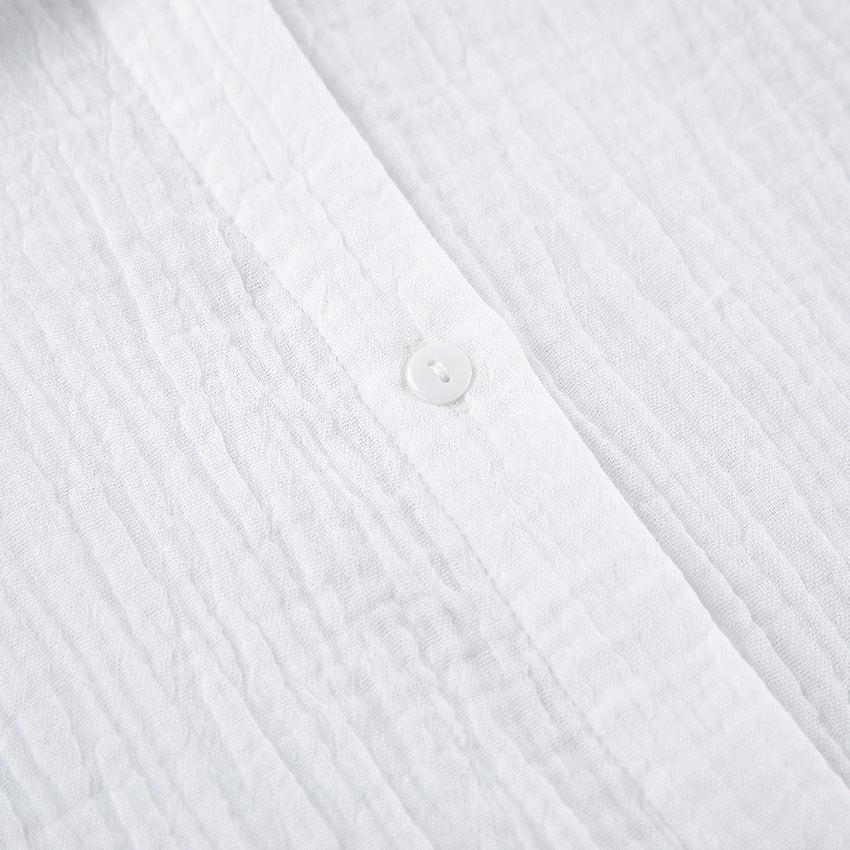 طقم بنطلون نسائي قطعتين أبيض قطن بأكمام طويلة S-XL