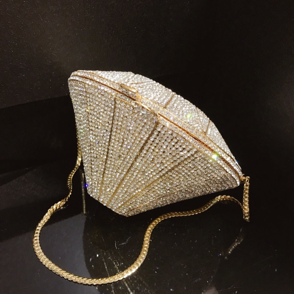 Sac de Dîner en Cristal en Forme de Diamant 3D avec Surface Taille Gemme