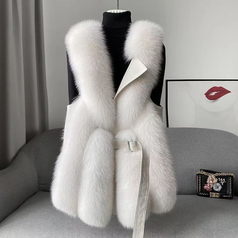 Women's Mid-Length High-End Fashion Jacket in Cocoa, Milky White & Black Polyester