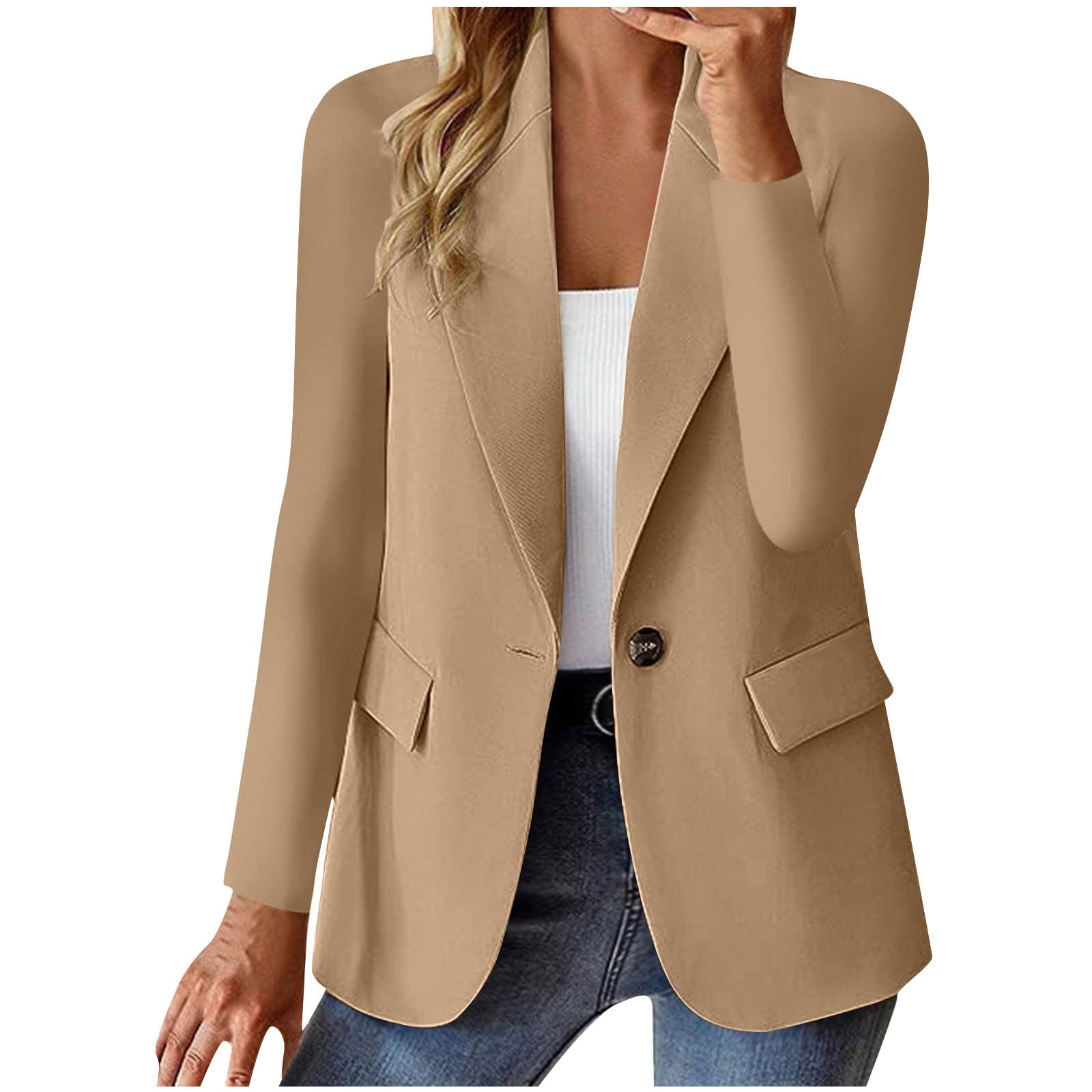 Women's Long Sleeve Solid Color Slim Fit Cardigan Jacket in Multiple Colors S-XXXL