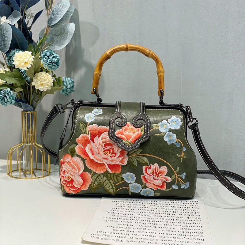Sac à main carré moyen brodé Hanfu Cheongsam en coton et lin, style Tang