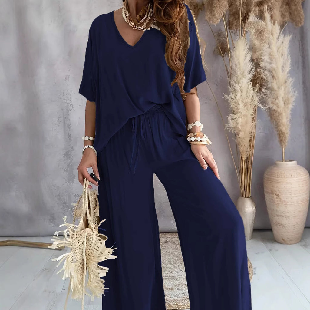 Women's Bat Sleeve Top and Casual Pants Set