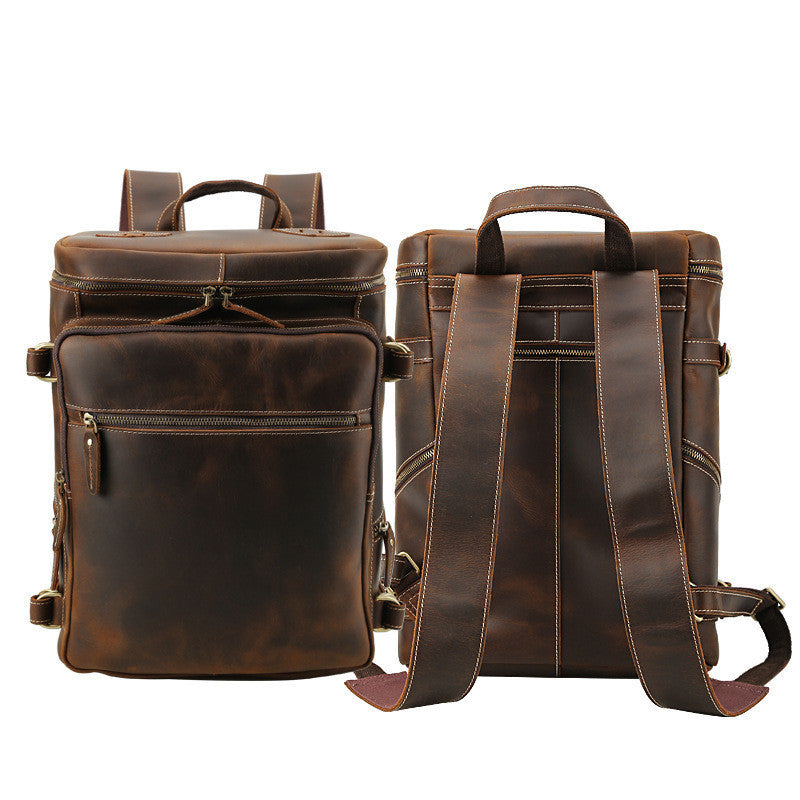 Retro Crazy Horse Leather Men's 16 Inch Large Capacity Computer Bag
