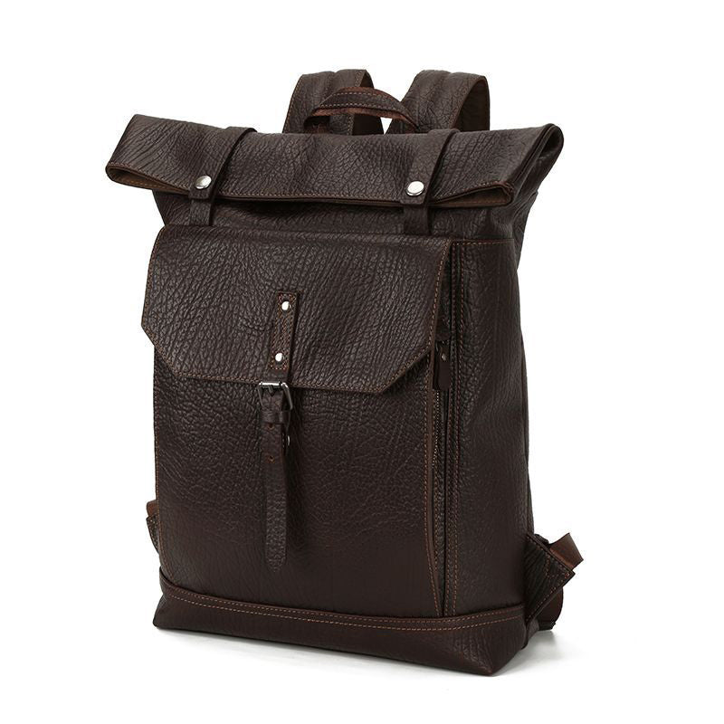 Men's Large Capacity Leather Shoulder Backpack