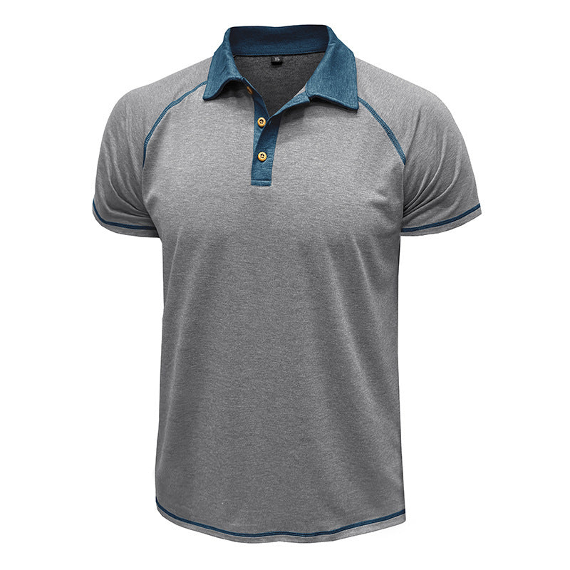 Men's Short-Sleeve Lapel Polo T-Shirt Polyester Fiber