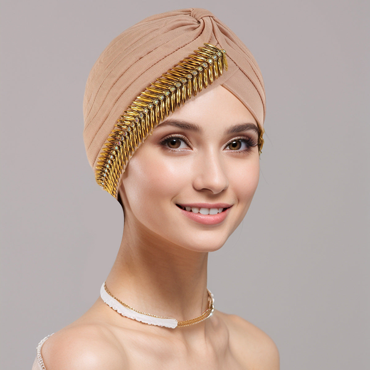 Turban plissé à strass pour femmes, bonnet élastique, foulard de Ramadan, bonnet chimio, chapeau africain