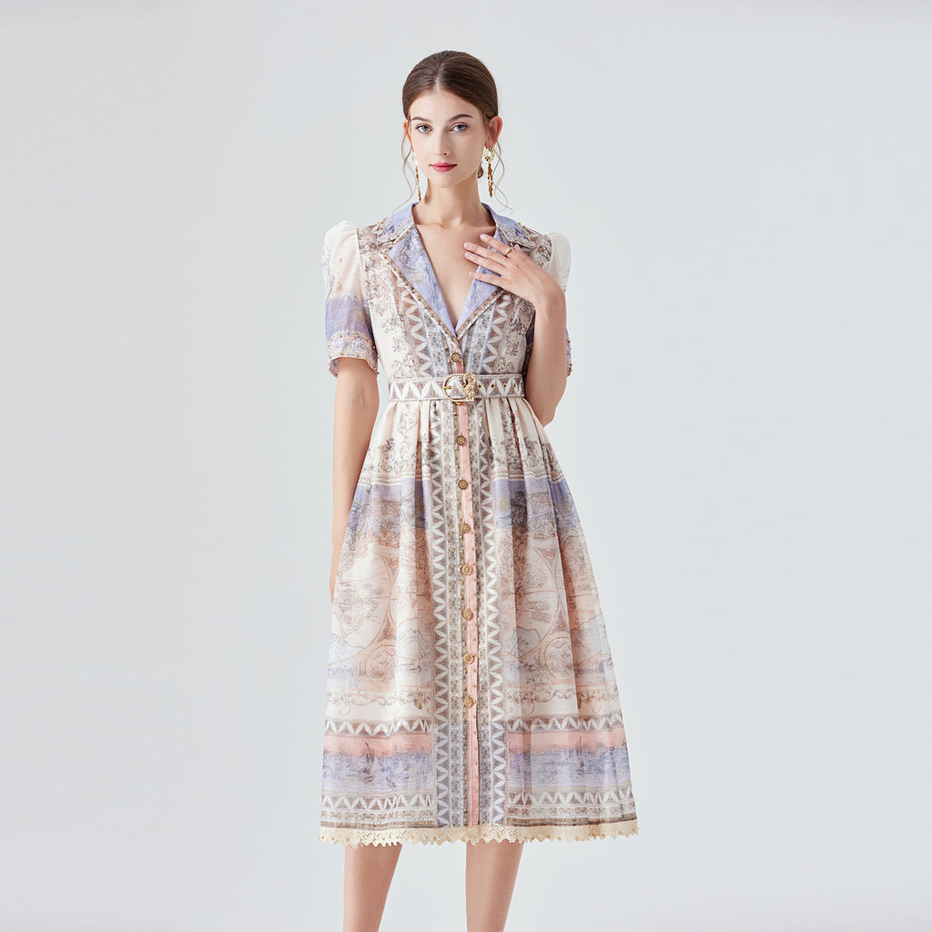 Australian Luxury Midi Dress with Stitching Lace and Beaded Details