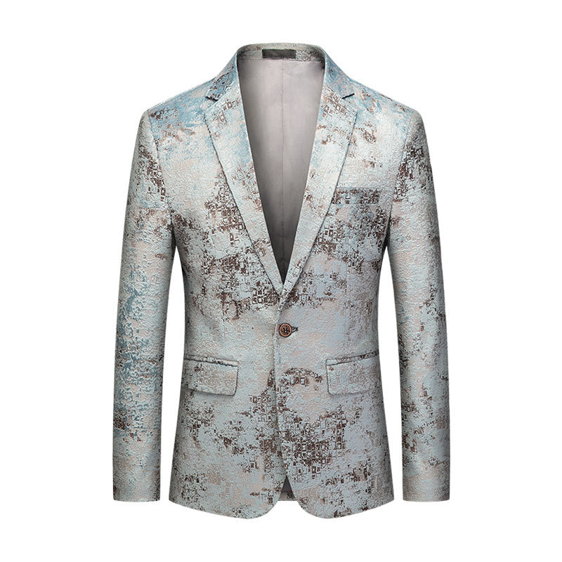 Men's Slim Fit Casual Blazer with Suit Collar and Button Closure