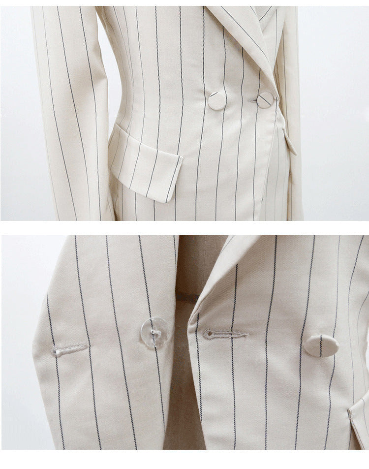 Ensemble deux pièces rayé pour femme, style mondaine