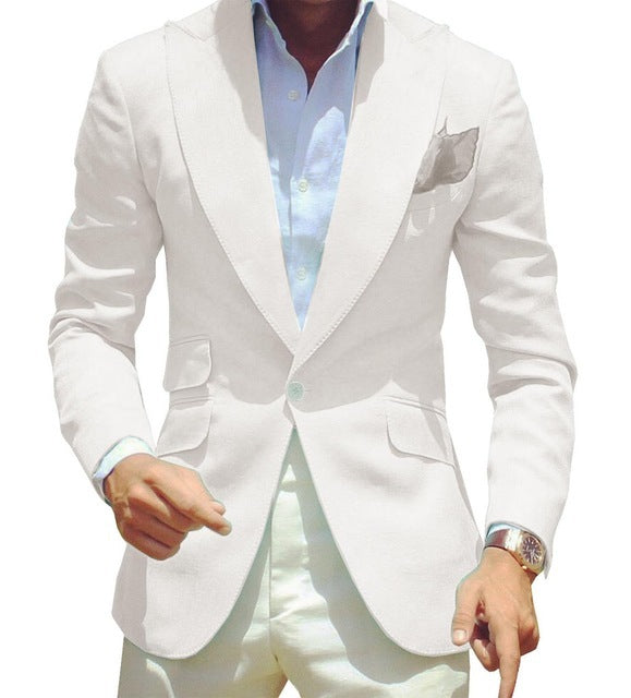 Men's Pure Color Polyester Suit Jacket Simple Temperament