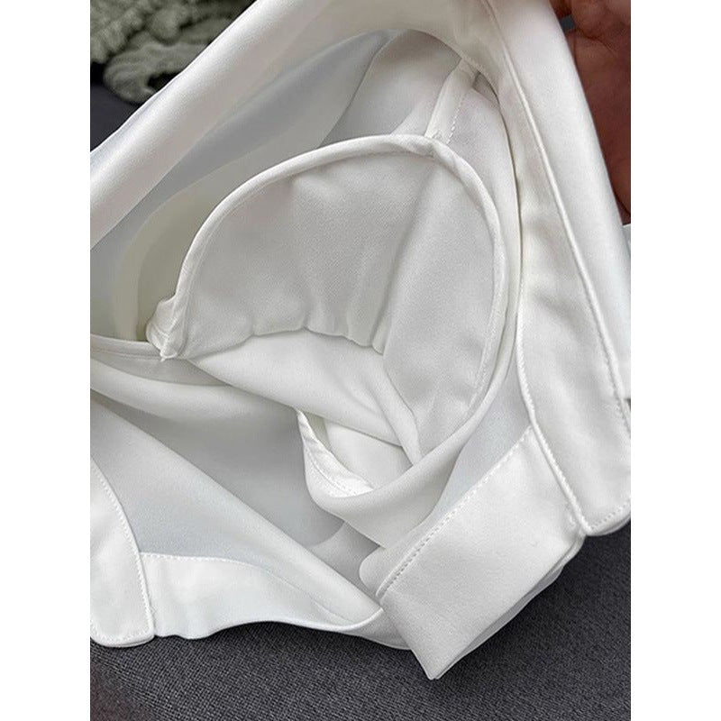 Slim-Fit Short French Waist Shirt for Workplace