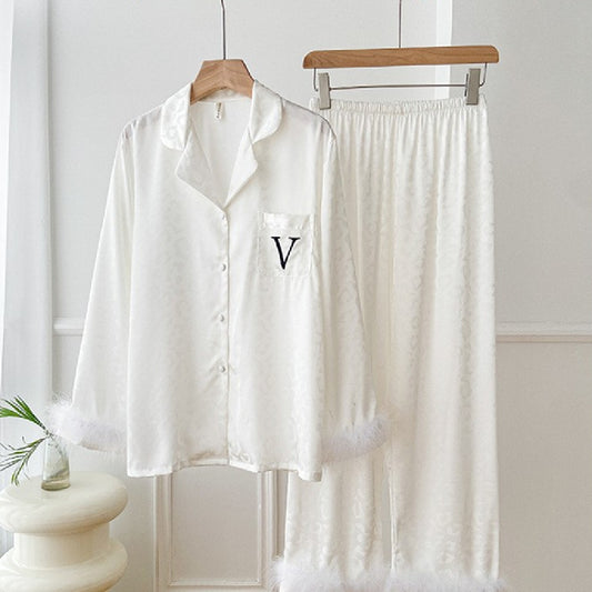 Feather Model Loose Luxury Pajamas for Women