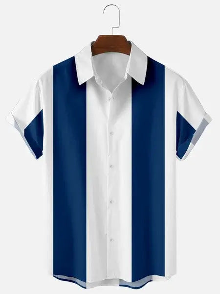 Chemise d'été rayée à manches courtes pour homme, tailles S-XXXL