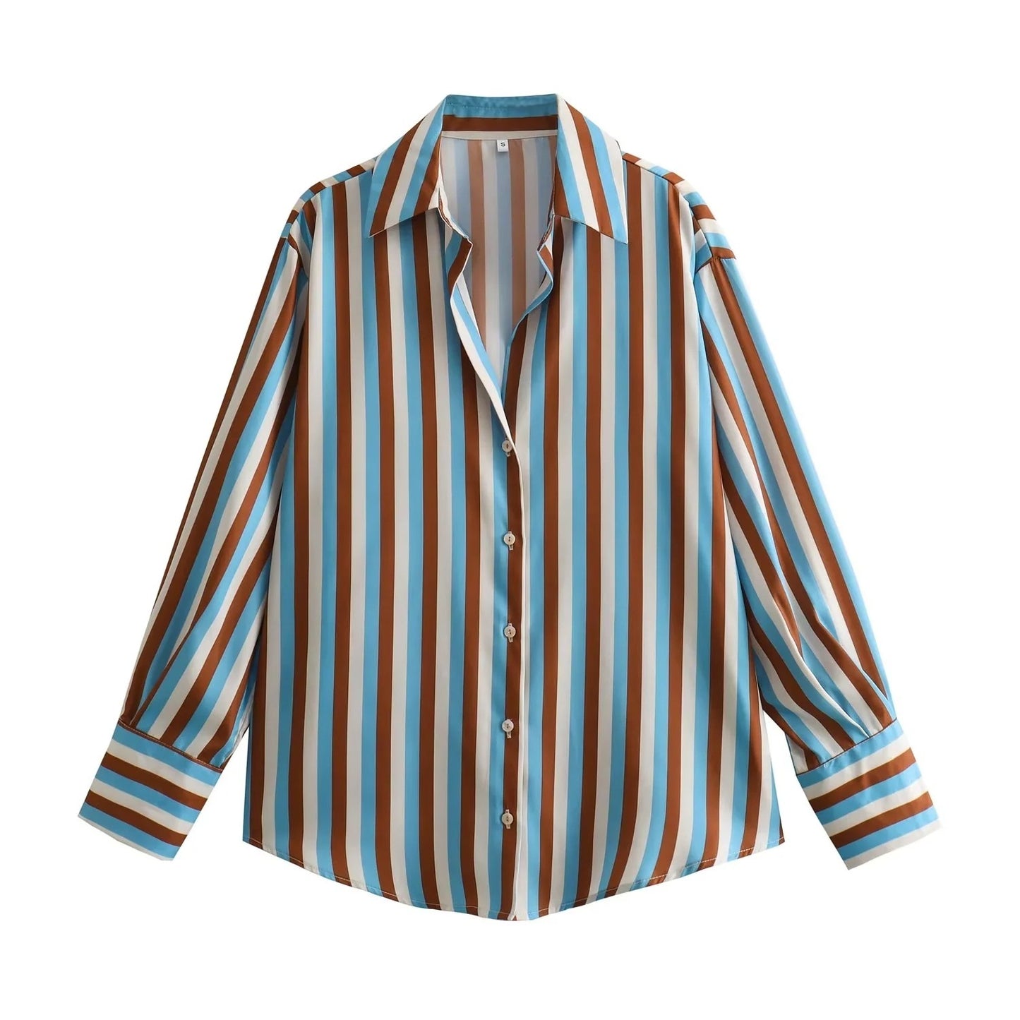 All-match Silk Satin Texture Draping Long-sleeved Shirt For Women