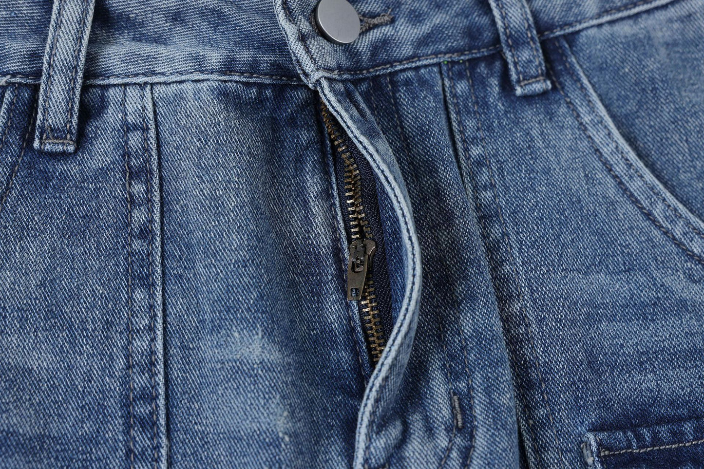 Heavy Industry Detachable Washed And Worn Straight Jeans