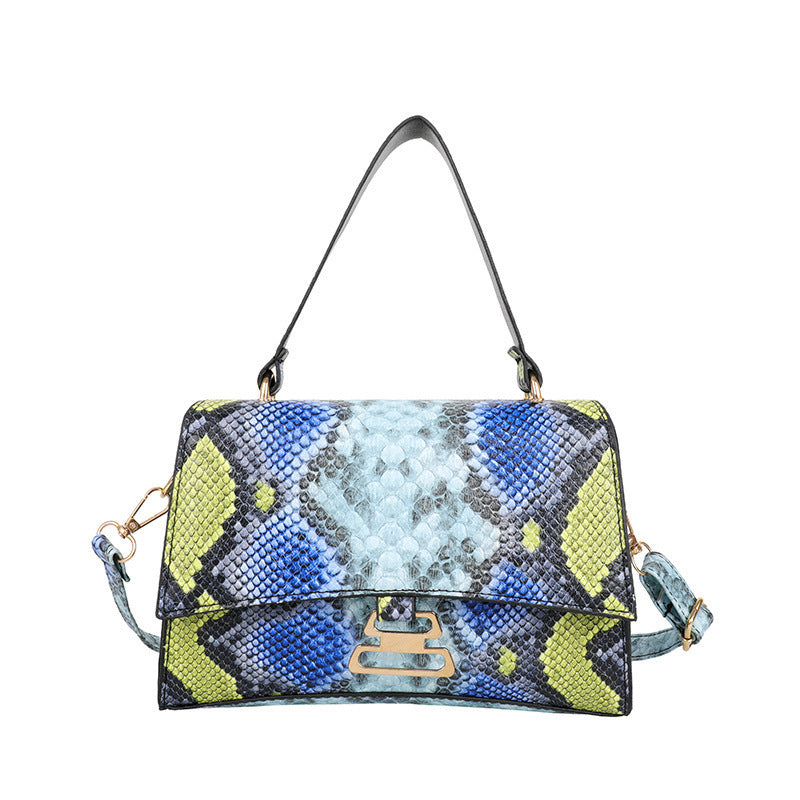Sac à main en PU avec serrure Gourde Motif Serpent pour femmes, à porter à l'épaule ou en bandoulière