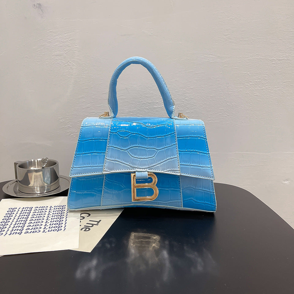Women's Casual PU Crocodile Pattern Small Square Crossbody Bag 22cm