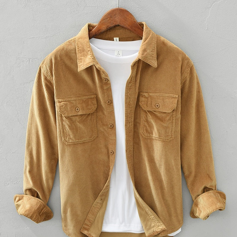 Loose Solid Color Work Shirt Coat for Men