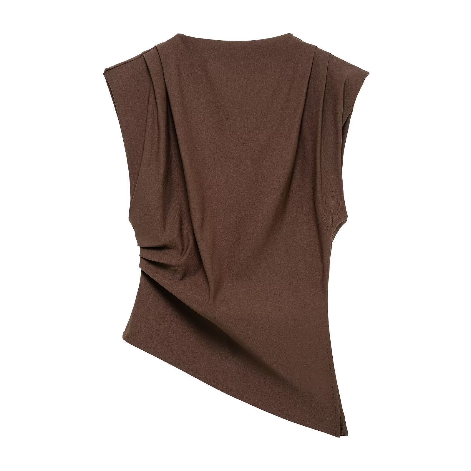 Pleated Padded Shoulder Slim Fit Top