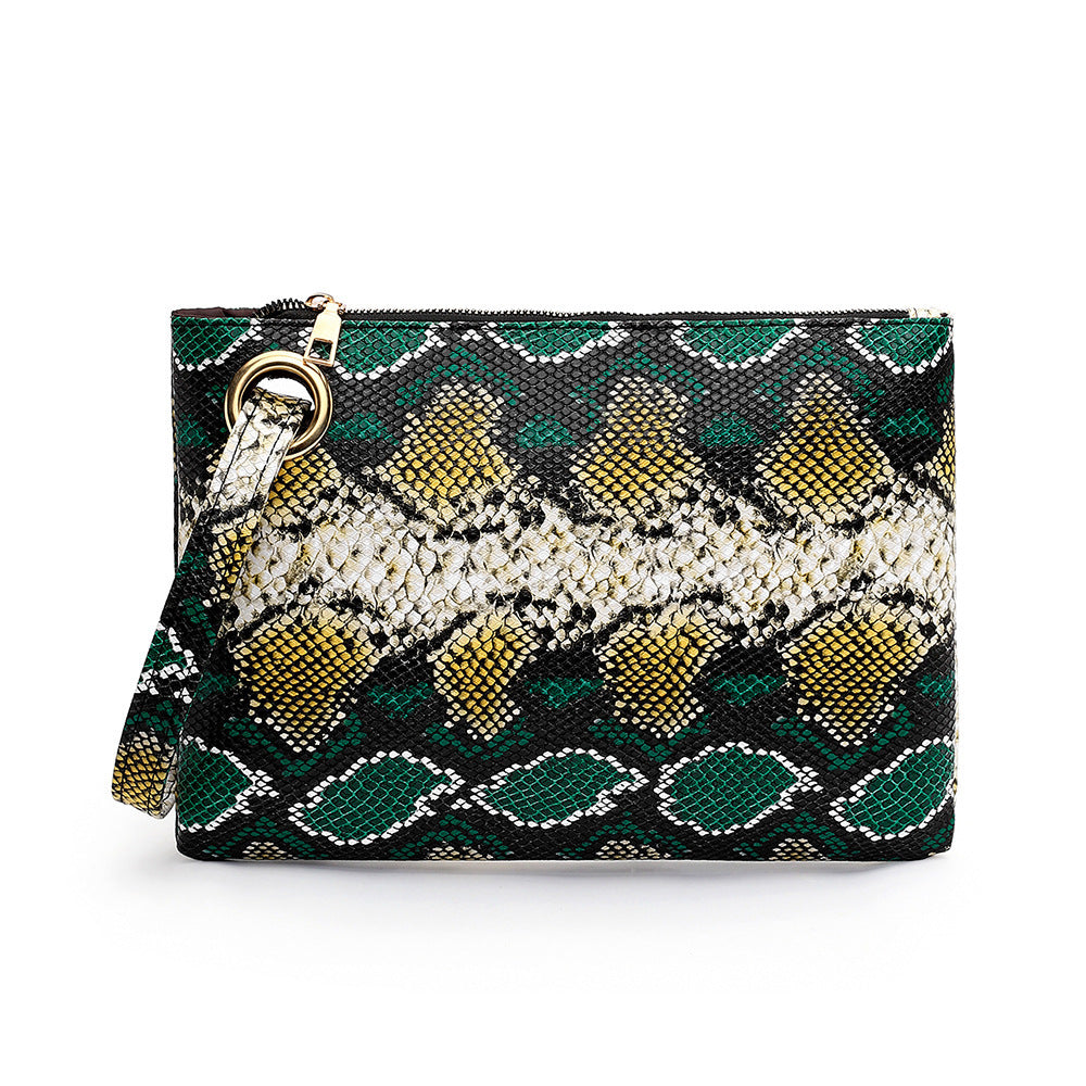 Pochette en forme de serpent en PU avec fermeture éclair pour femme