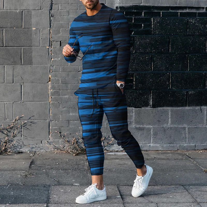 Casual Loose Gradient Long Sleeve Sweater Two-Piece Set