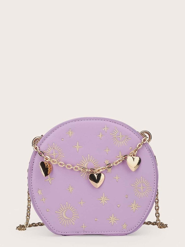 Sac bandoulière messager vintage brodé pour femme