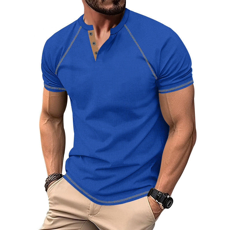 Heavy Contrast Color Raglan Slim Pullover T-Shirt