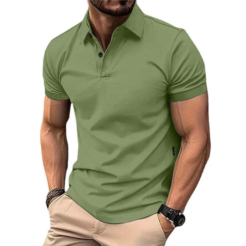 High Sense Casual Solid Color Short Sleeve Shirt with Buttons