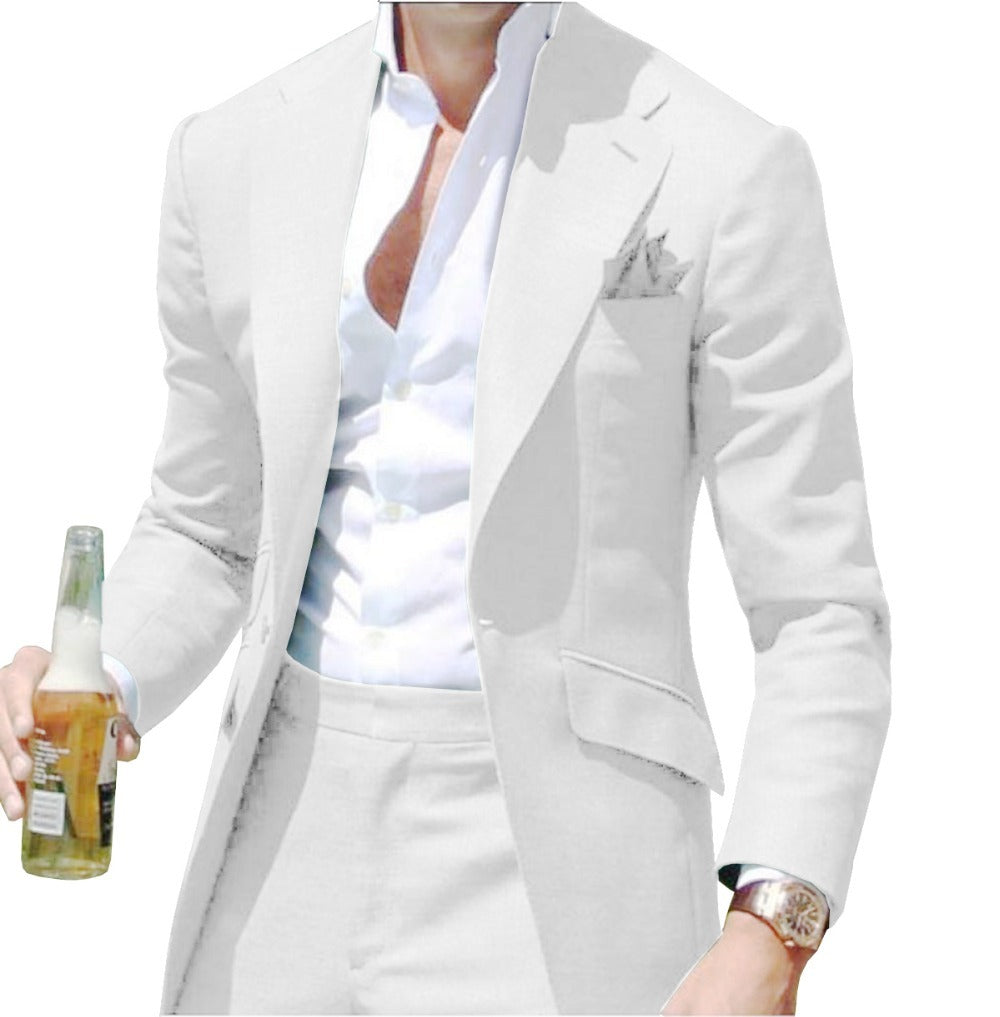Men's Fashion Simple Blue Solid Color Jacket Polyester Fiber
