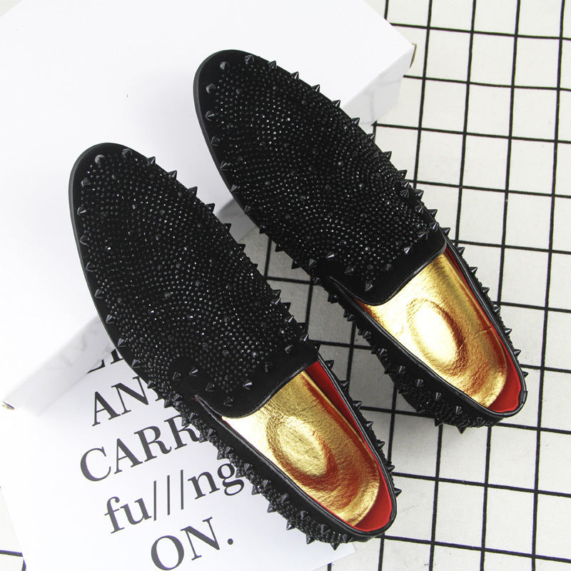 Men's Black Pointed Toe Loafers Wedge Heel Breathable Shock Absorption Shoes Sizes 38-44