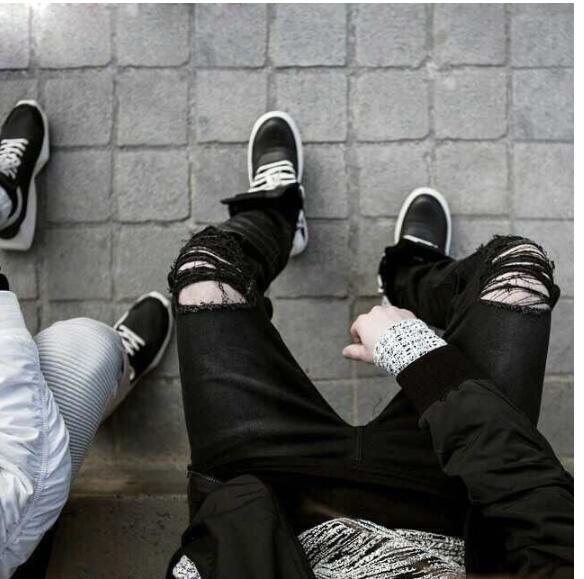 Men's Versatile Comfortable Ruud Jeans in Black & White, Sizes 27-42