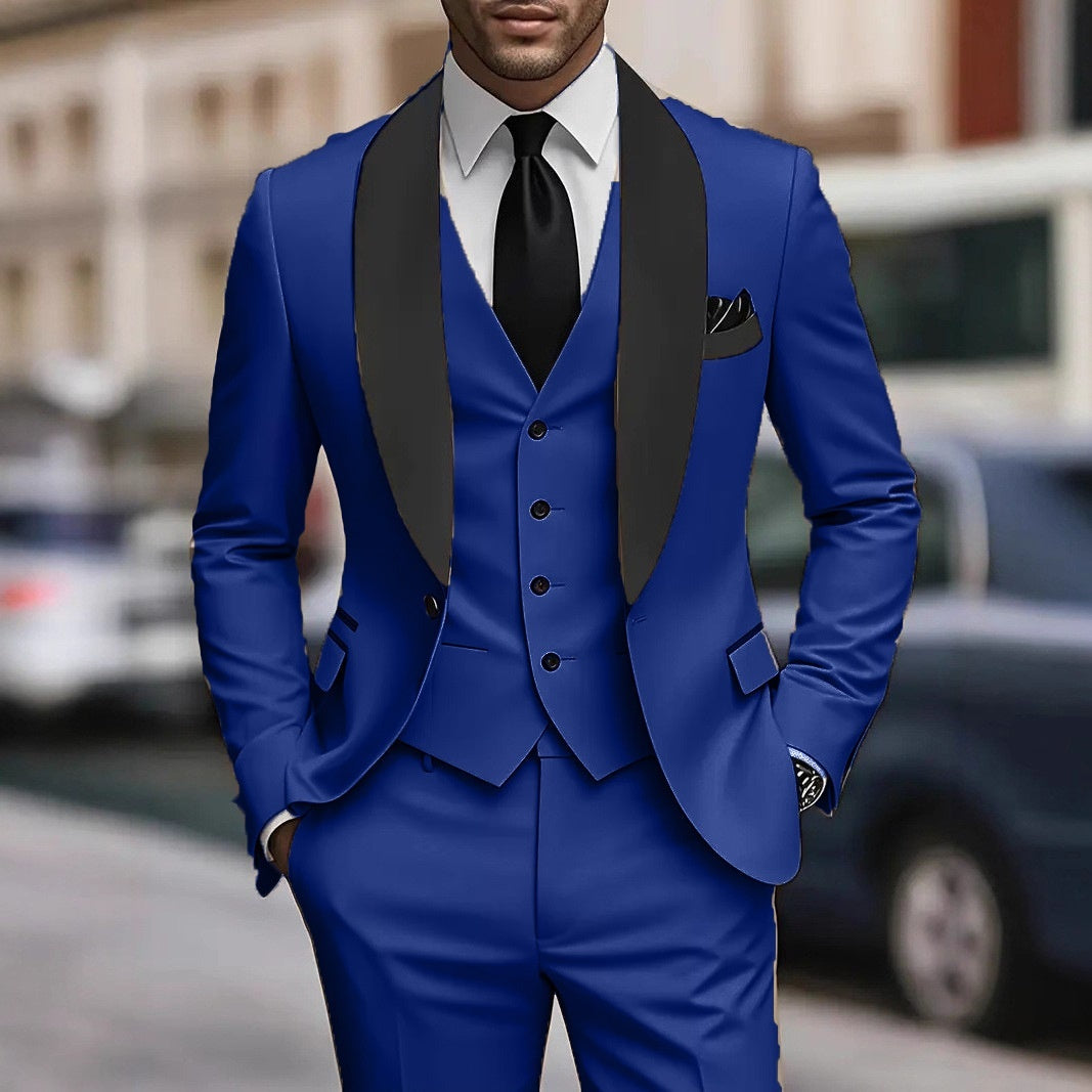 Men's Slim Fit Business Casual Three-Piece Suit