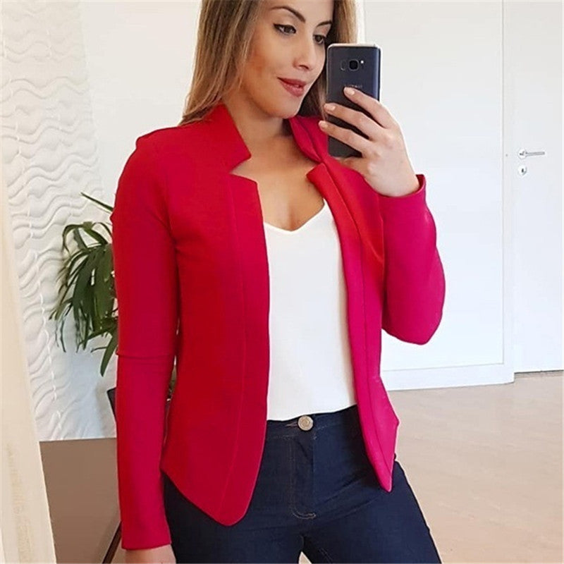 Veste blazer en coton décontractée unie pour femme
