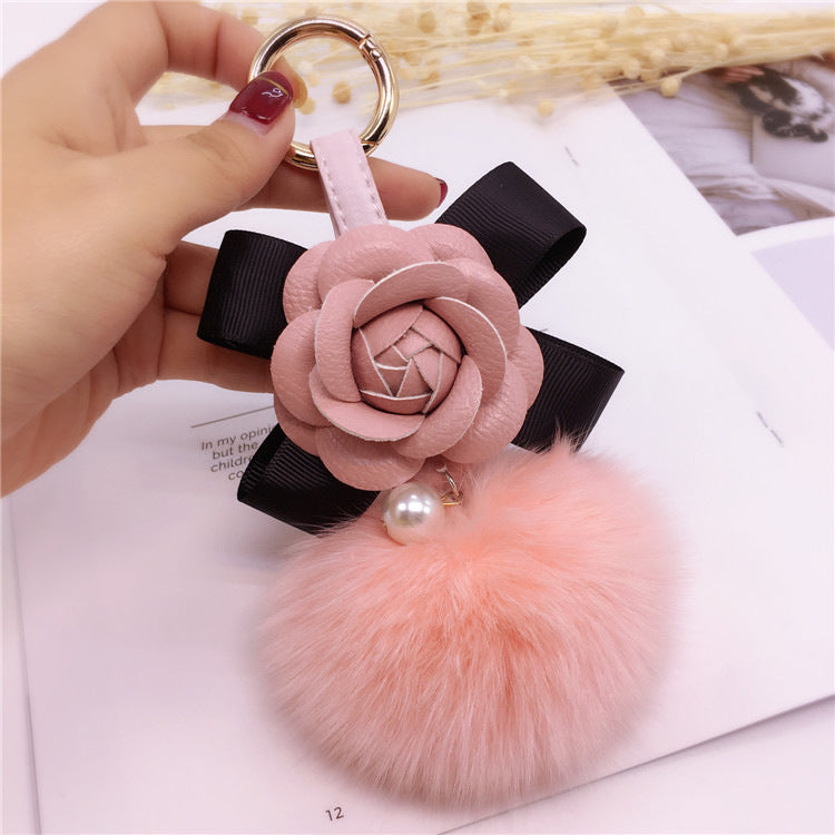 Creative Camellia Bow Keychain Bag Accessory for Women